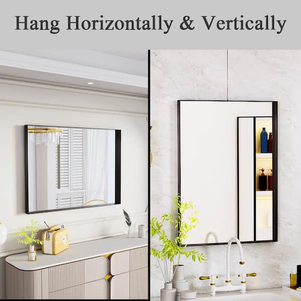 Morden Black 20 in. W x 30 in. H Rectangle Aluminum Alloy Framed Vanity Wall Mirror