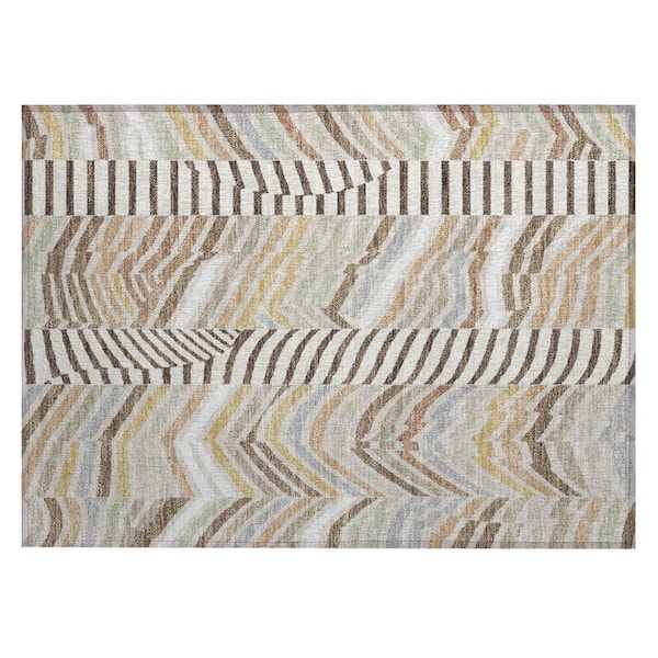 Chantille Machine Washable Indoor/Outdoor Abstract ACN3044 Linen 3 ft. x 4 ft. Area Rug