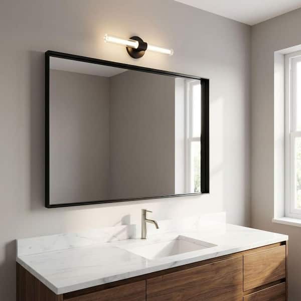 Silas 4.5 in. W x 10 in. H Midnight Black LED Modern Bathroom Wall Sconce with Clear Acrylic Cylindrical Diffusers