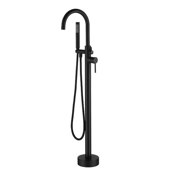CASAINC Single-Handle Floor Mounted Claw Foot Freestanding Tub Faucet in Matte Black