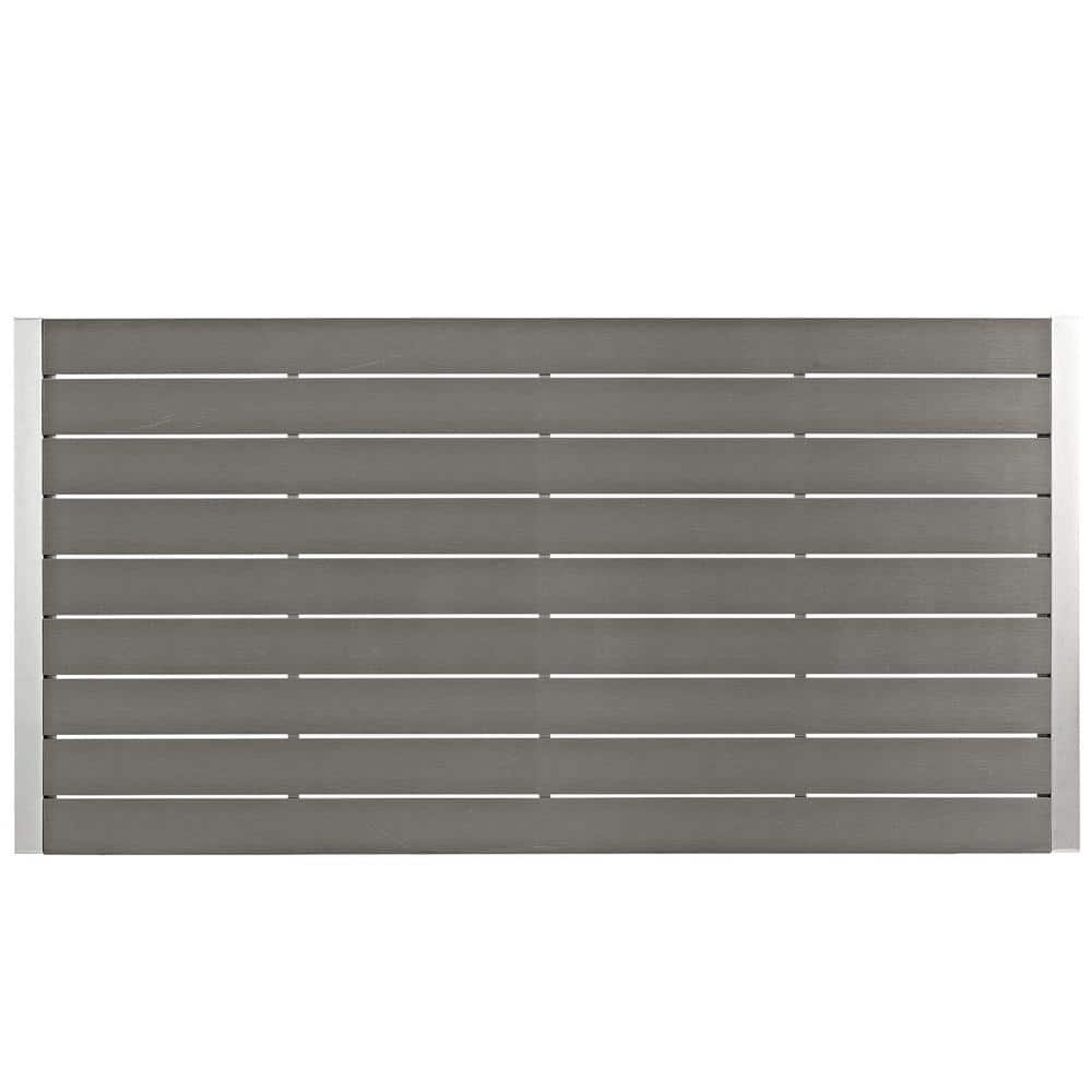 Silver Gray Aluminum and Wood Outdoor Dining Table