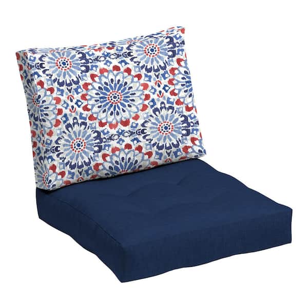 ARDEN 24 in. x 18 in. Outdoor Plush Modern Tufted Blowfill Deep Seat Lounge Chair Cushion Clark Blue