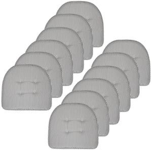 Pinstripe Memory Foam 17 in. x 16 in. U-Shaped Non-Slip Indoor/Outdoor Chair Seat Cushion Charcoal (12-Pack)
