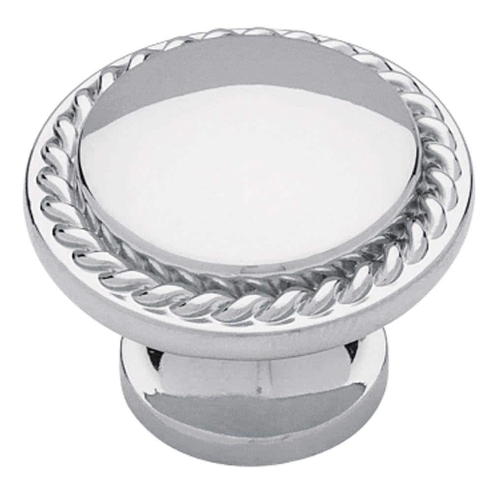Roped Edge 1-1/8 in. (28mm) Polished Chrome Round Cabinet Knob