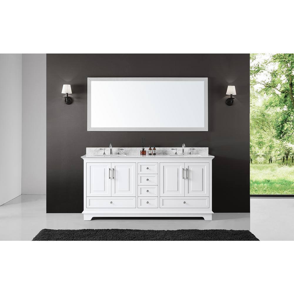 72" Double Freestanding Bathroom Vanity with Inset Paneling