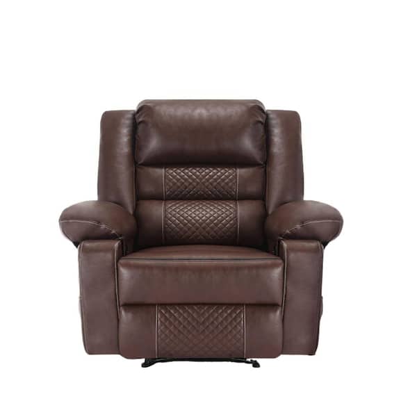 Zeus & Ruta Brown Breathable Leather Metal Electric Outdoor Recliner Chair with Cushions, Power Lift Chair with Massage and Heating