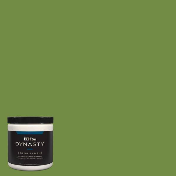 BEHR DYNASTY 8 oz. #420D-6 Thyme Green Satin Enamel Stain-Blocking ...