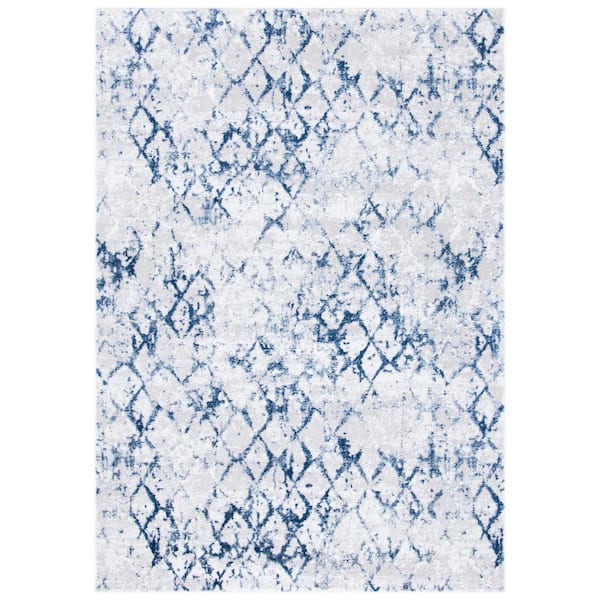 SAFAVIEH Amelia Gray/Navy 9 ft. x 12 ft. Abstract Diamond Area Rug