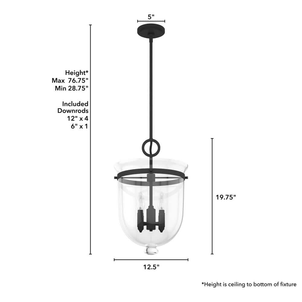Belltown 4-Light Natural Iron and Glass Pendant