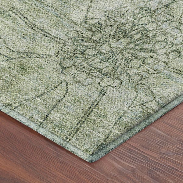 Mayfield Premium Machine Washable Abstract AMF2235 Seafoam 3 ft. x 4 ft. Area Rug