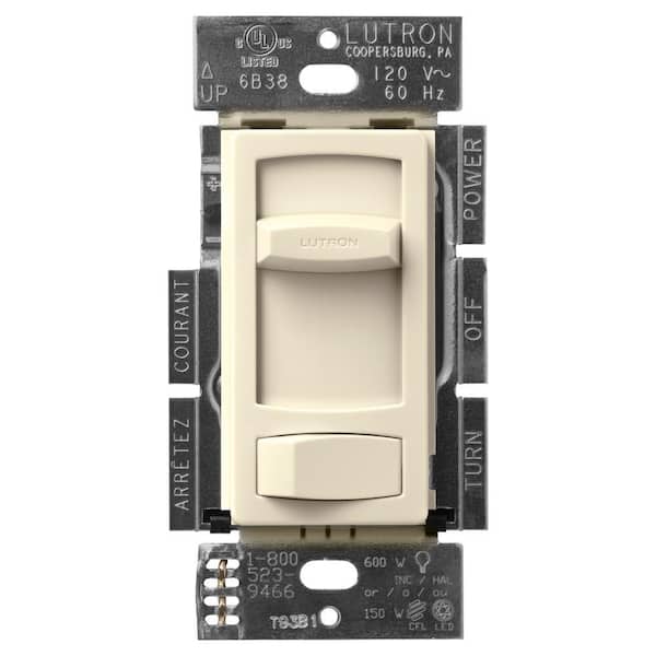 Lutron Skylark Contour LED+ Dimmer Switch for Dimmable LED, Halogen and Incandescent Bulbs, Single-Pole or 3-Way, Almond