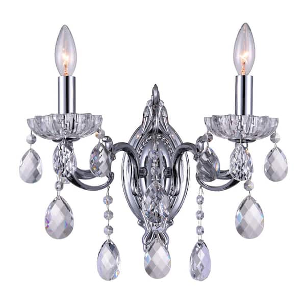 CWI Lighting Flawless 2 Light Wall Sconce With Chrome Finish