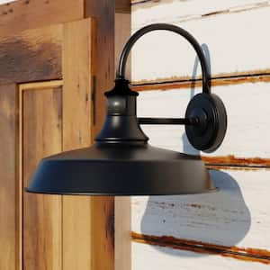 Dorado 15 in. W Metal Bronze Farmhouse Barn Motion Sensor Dusk to Dawn Outdoor Wall Light