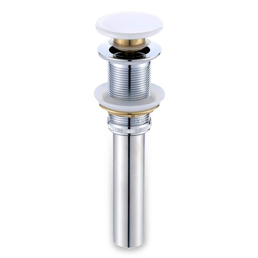 LUXIER 1-5/8 in. Brass Bathroom and Vessel Sink Push Pop-Up Drain Stopper  With Overflow in Brushed Nickel DS02-TB - The Home Depot