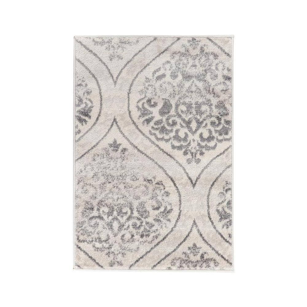 World Rug Gallery Distressed Floral Damask Bohemian Cream 2 ft. x 3 ft