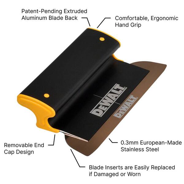 DEWALT 10 in. Aluminum-Body Skimming Blade with 37-63 in. Handle plus Adapter