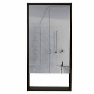 17.9 in. W x 35.4 in. H Rectangular Wood Wall Mounted Surface Mount Medicine Cabinet with Mirror in Black