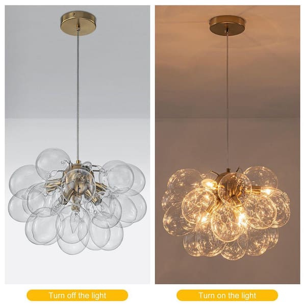 GoYeel Bublume 6-Light Gold Modern/Contemporary Clear Glass Globe