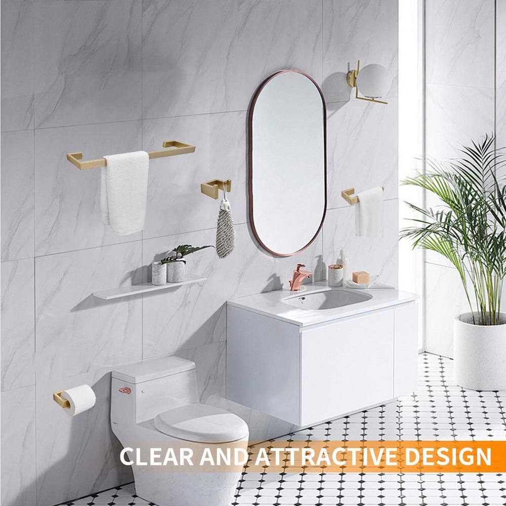 Brushed Gold 4-Piece Stainless Steel Bathroom Hardware Set