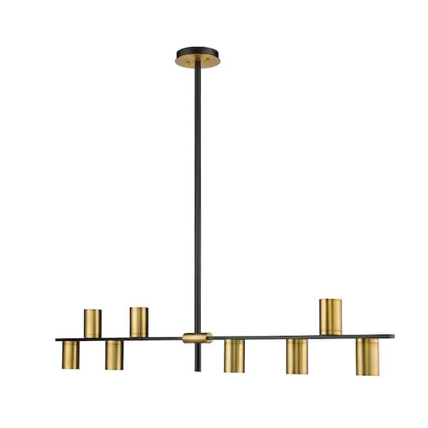 Unbranded Calumet 8-Light Matte Black Plus Olde Brass Chandelier with No Shade