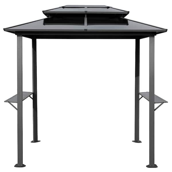 8 ft. W x 6 ft. D Outdoor Grill Gazebo, Patio Barbecue Canopy with Metal Frame, Double Roof and Bar Counter