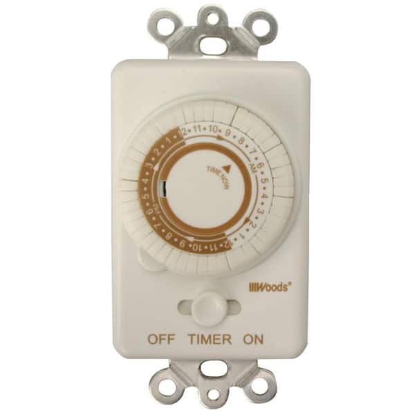 Woods 20-Amp 24-Hour In-Wall Programmable Mechanical Timer, White
