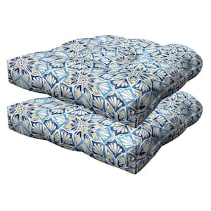 Outdoor Tufted Dining Seat Cushion Beryl Pacific Blue (Set of 2)