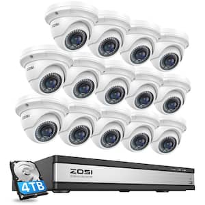 4K UHD 16-Channel POE NVR Security Camera System with 4TB HDD and 14 Wired 5MP Outdoor IP Dome Cameras