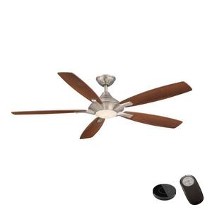 Petersford 56 in. Integrated LED Brushed Nickel Ceiling Fan with Remote Control works with Google and Alexa