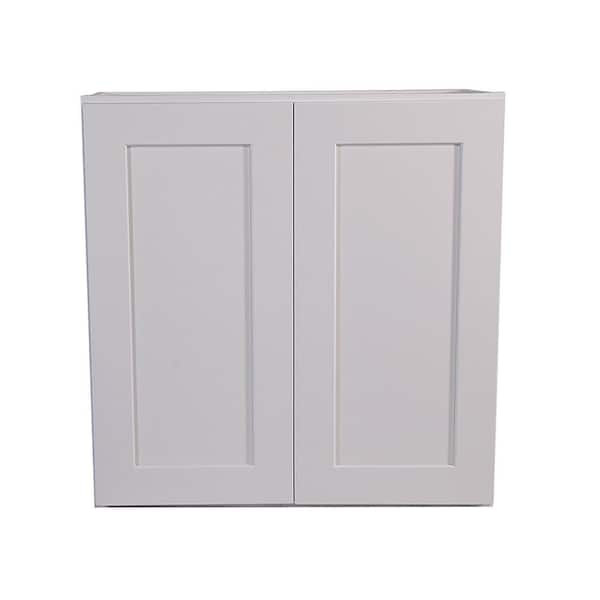 Design House Brookings Shaker 30in.W x 12in.D x 36in.H Solid Wood Assembled Wall Kitchen Cabinet in Painted White w\ Soft Close Doors