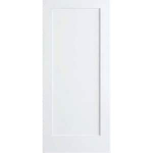 24 in. x 80 in. White 1-Panel Shaker Solid Core Wood Interior Door Slab
