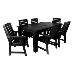 Weatherly Black 7-Piece Recycled Plastic Rectangular Outdoor Dining Set