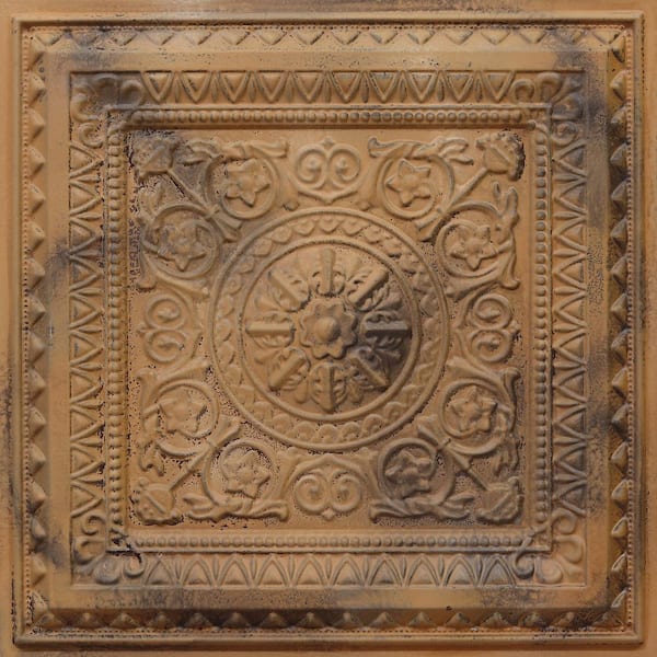 La Scala Stained Metal 2 ft. x 2 ft. PVC Glue-up or Lay-in Faux Tin Ceiling Tile (40 sq. ft./Case)