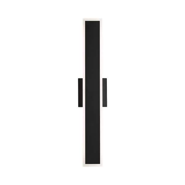 Obsidian 24 in. Sand Black Outdoor Hardwired Wall Sconce with LED Bulbs Included