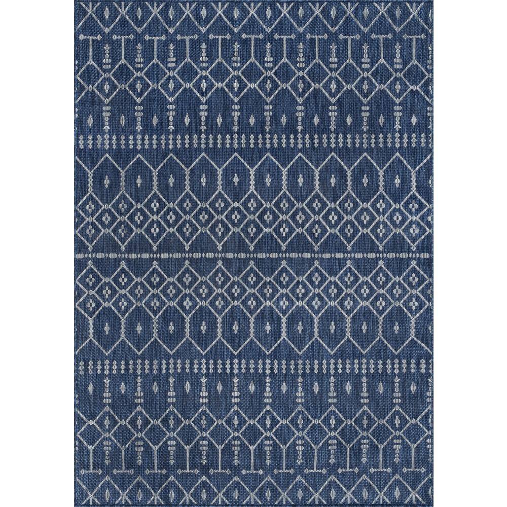 Tayse Rugs Veranda Geometric Navy 7 ft. x 10 ft. Indoor/Outdoor Area ...