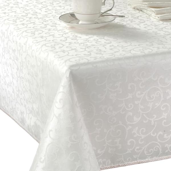 Lenox Opal Innocence Tablecloth, White - 60"W x 140"L