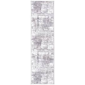Distressed Modern Abstract Gray 2 ft. x 7 ft. Runner Rug