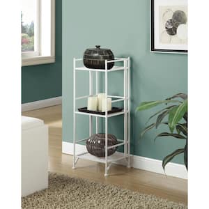 Designs2Go 33 in. White Powder Coated Metal 3-Shelf Modern Bookcase with Foldable Sides