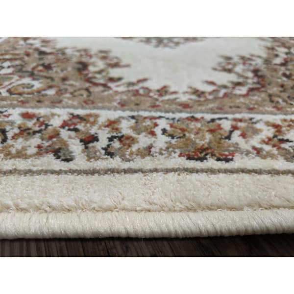 Como Ivory 5 ft. Round Traditional Oriental Medallion Area Rug