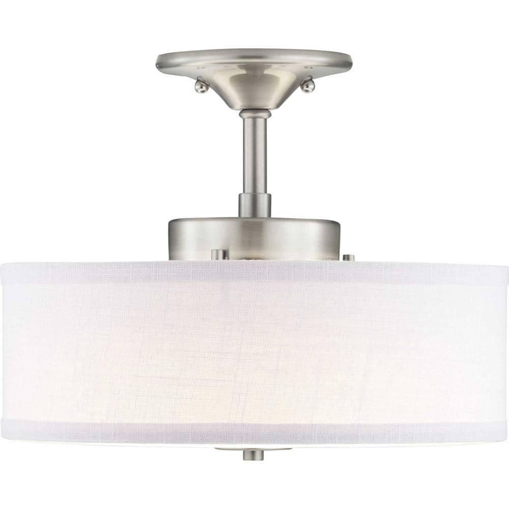 Brushed Nickel LED Semi-Flush Ceiling Light with Glass Shade