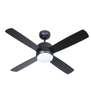 Montreal 44 in. Indoor Dual Mount Flat Black Finish Ceiling Fan with Integrated LED Light Kit and Wall Control Included
