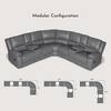 Ellesophas 109 in. 7 Pieces Modular Modern Contemporary Faux Leather Manual Recliner Sectional Sofa in. Gray HD-5121-03B2
