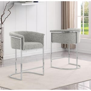 Luke Rich Gray Boucle Fabric Dining Chair Set of 2 with Floor Adjuster