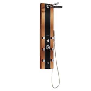 Rio 6-Jet Shower System with Black Glass in Bronze Stainless Steel
