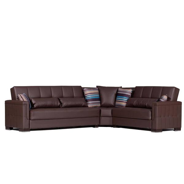 Ottomanson Classics Pro Collection, Dark Brown Leather Sectional