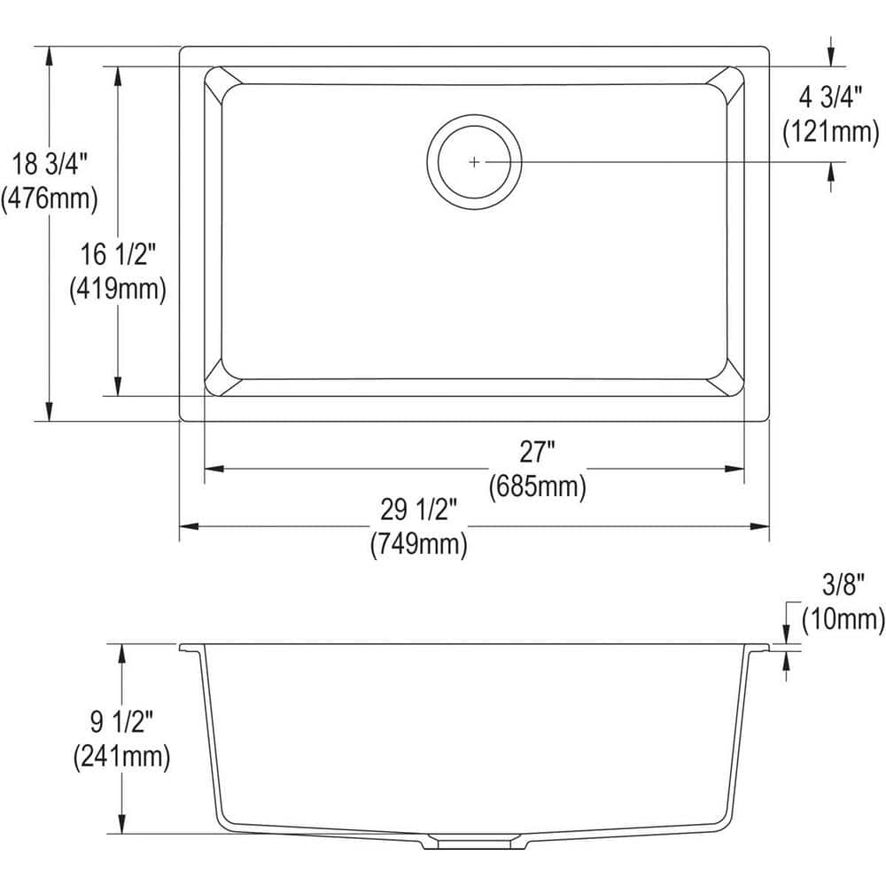 Graystone Quartz Single Bowl Undermount Sink Kit