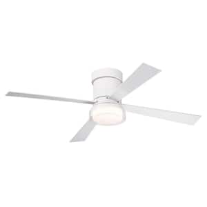 48 in. Integrated LED Industrial Indoor White Ceiling Fan Lighting with Adjustable Color Temperature and Timer