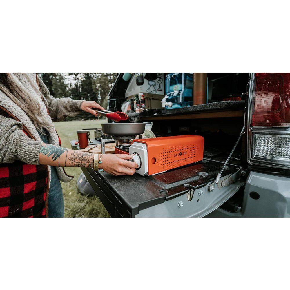 Compact Orange Portable Butane Gas Single Burner Stove