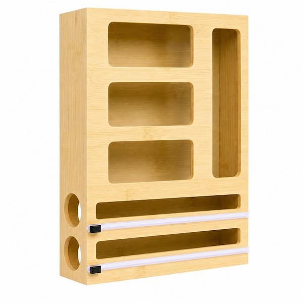 Magnetic Food Bag Storage Organizer for Drawer, Refrigerator, Compatible with Variety Size Bags, Brown