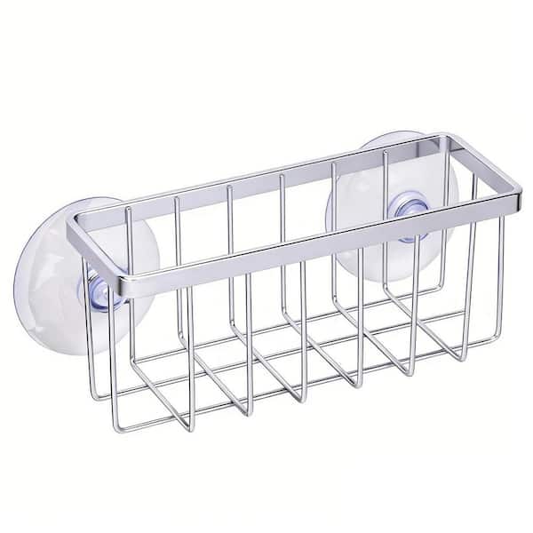 Stainless Steel Suction Kitchen Sink Sponge Holder in Chrome, Sink Organizer, Easy to Install, Sturdy and Stable